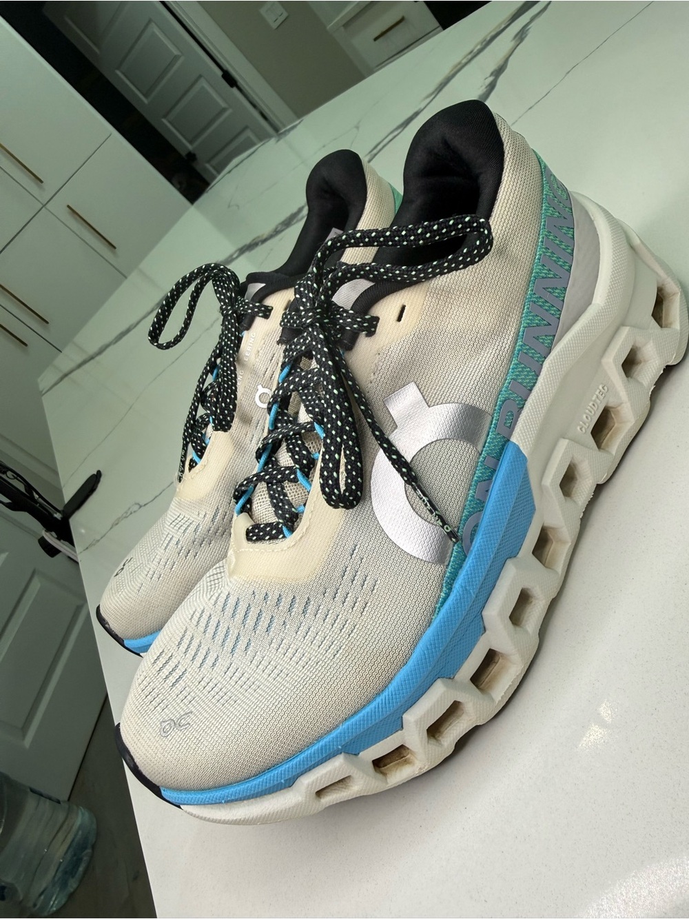 On Cloudmonster 2 Women's Running Shoes Size 6 Mineral Aloe White Blue 3WE1011